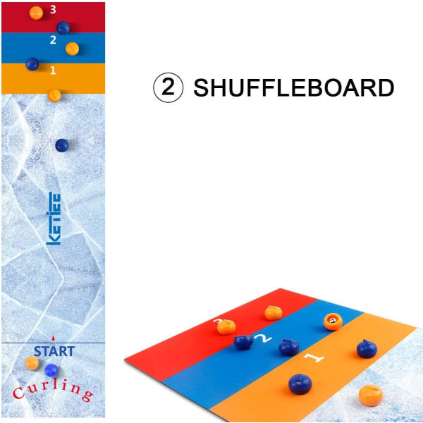 Curlingspel för familj 47 tum, 3 i 1 bordsshuffleboards, bordscurlingspel, bordscurling bowling