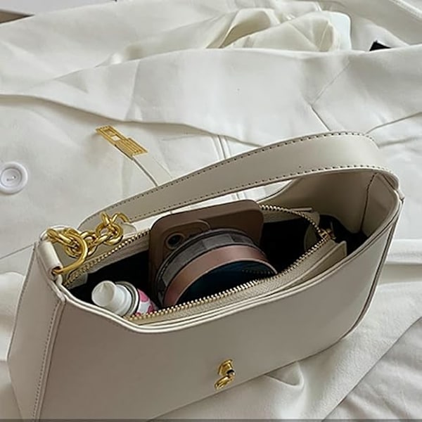 2024 Nyt Modisk Vegansk Læder Skuldertaske til Kvinder Håndtasker Lille Tote Taske Casual Top Håndtag Satchel khaki