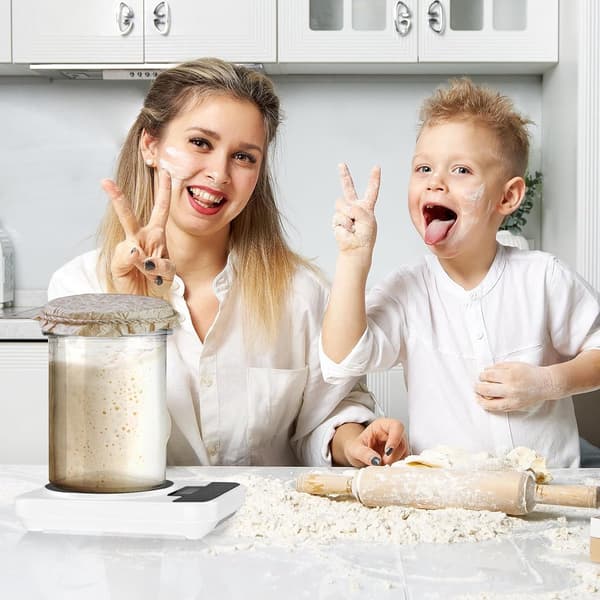 Surdeigsstartervarmer, Fermenteringsmatte Med 70-100°F Temperaturkontroll, 1°F Trinn, 0-12T Timer, Hjemmebaking, Hvit