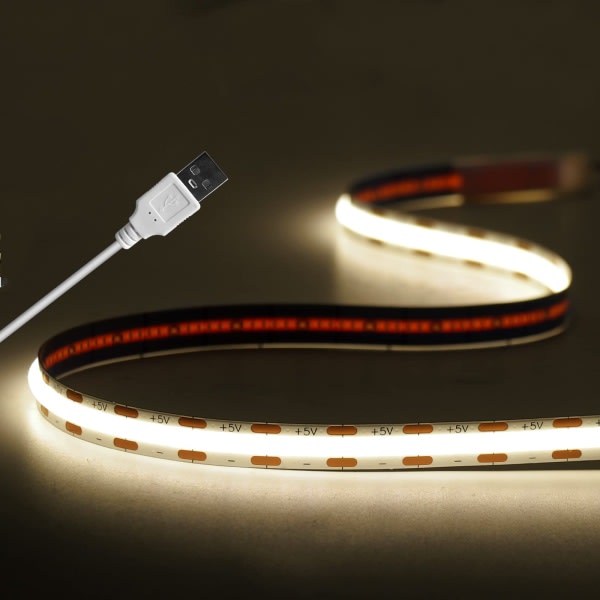 USB LED TV-bakgrunnsbelysning, 400 LED/m Naturvit 4000K Dimmer LED-stripe 5V, COB LED-stripe LED-stripe Lyskjede 5M 5 M