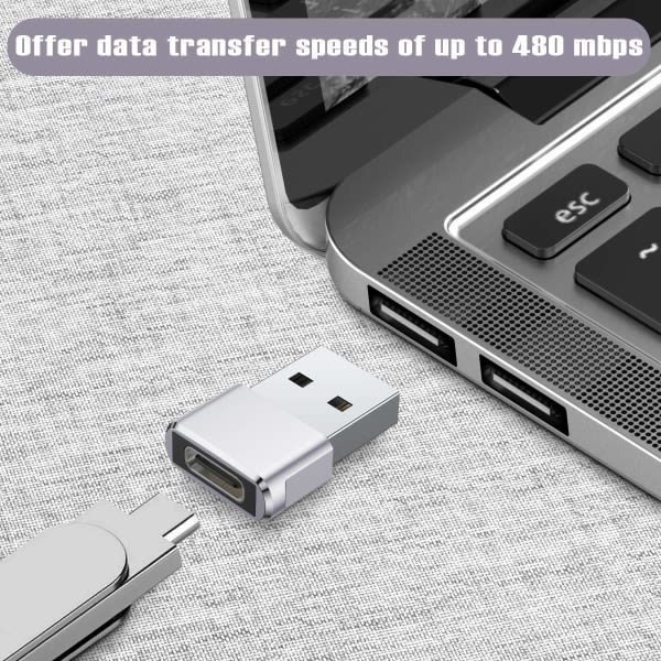 USB til USB C Adapter 3-pakning, Type C Hunn til USB A Hann Konverter