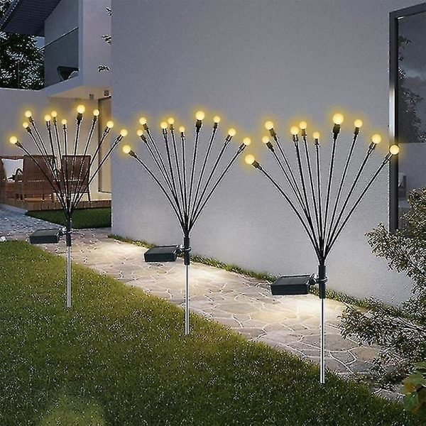 1 sæt med 10 hoveder solcelledrevne Firefly-lys, 10 LED udendørs vandtætte solenergi svajende have lamper