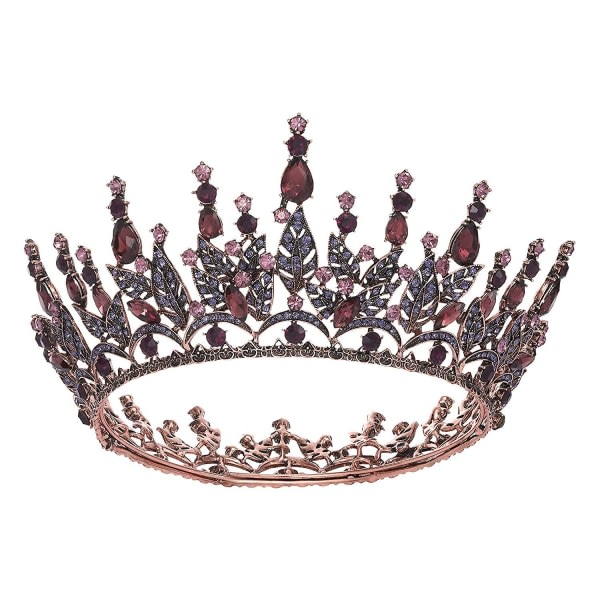 Queen Crown för kvinnor, strass bröllopskrona, svart tiara kostym festtillbehör