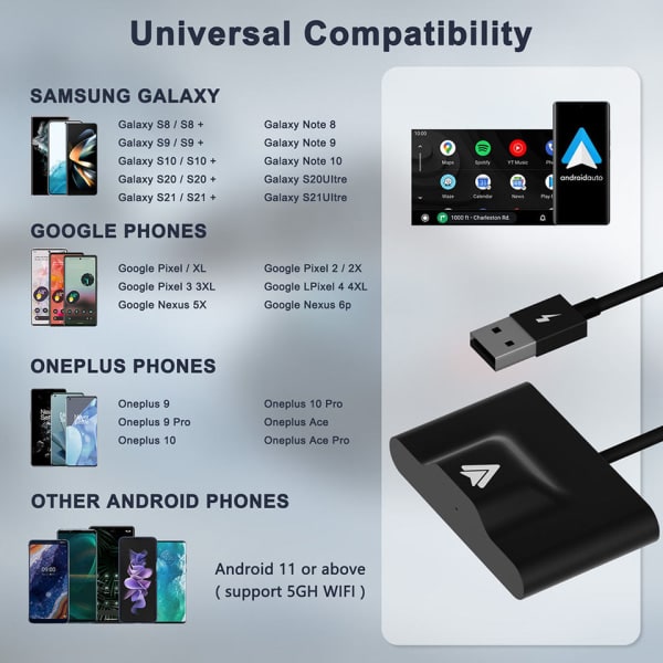 Trådløs Android Auto Adapter Trådløs Carplay Trådløs til Trådløs Android Auto Carplay