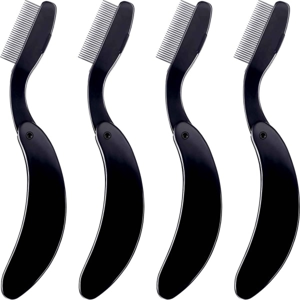 4 delar Vikbar ögonfranskam Rostfritt stål Tänder Bryn Separation Kam (svart) black