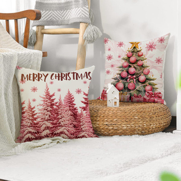45cm jul kuddfodral tecknad jultomte snögubbe julgran A3 One Size