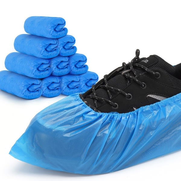 Skoöverdrag Halkbeskyttelse for engangsbrug for indendørs -100-pak (50 par) Vattentäta premium CPE-skor Skor Skyddsöverdrag, store