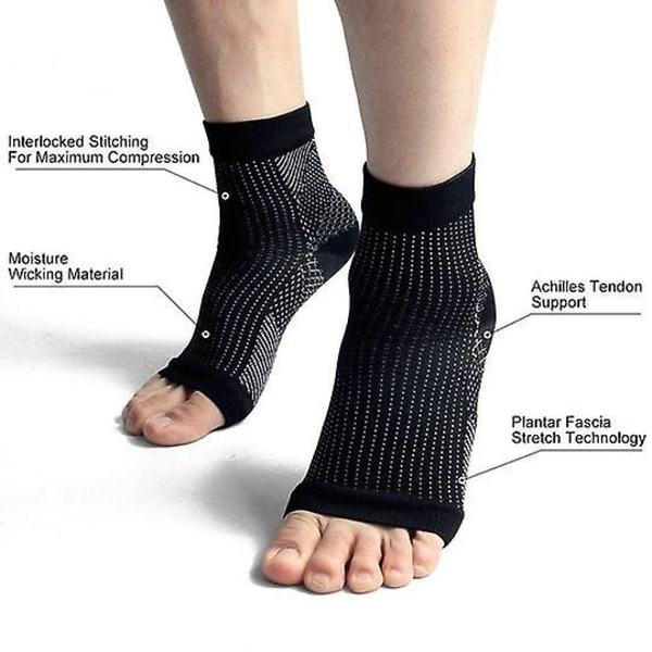 Kompressionsstrømper Ankelstøtte Åben Tå Plantar Fasciitis Strømper Smerteærmer s/m zdq