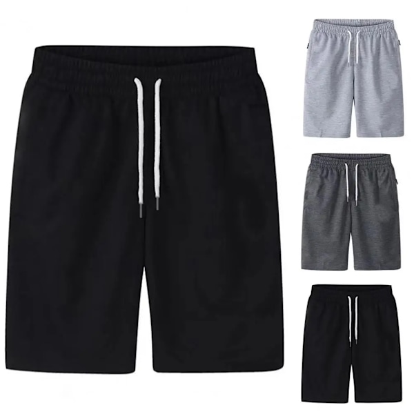 Cargo Shorts Elastisk Talje Tynde Løse Lommer Snøre Cargo Shorts Sort Black 4XL
