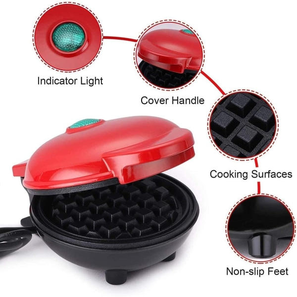 Elektrisk Mini våffelmaskin Rund Non-stick beläggningsgrill UK