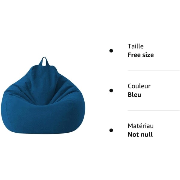 （Blå）Bean Bag Cover - Bomulls- og deksel 100x120cm - Dragkjede