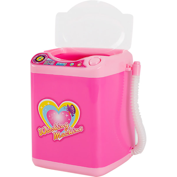 Mini Sminkebørst-Rengjøringsapparat Simulerer Automatisk Rengjøring Vaskemaskin for Svamp og Pudderpuff Leketøy (Rosa)