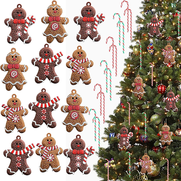 24 kpl Piparkakkumiehiä ja Polka Pig -joulukuusenkoristeita DIY-askarteluun a a