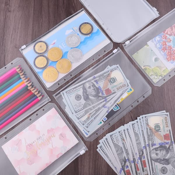 A5 Zipper Pockets 18 pcs - 21x15 cm - Transparent PVC - Waterproof - For 6-Ring Binders - Document Storage