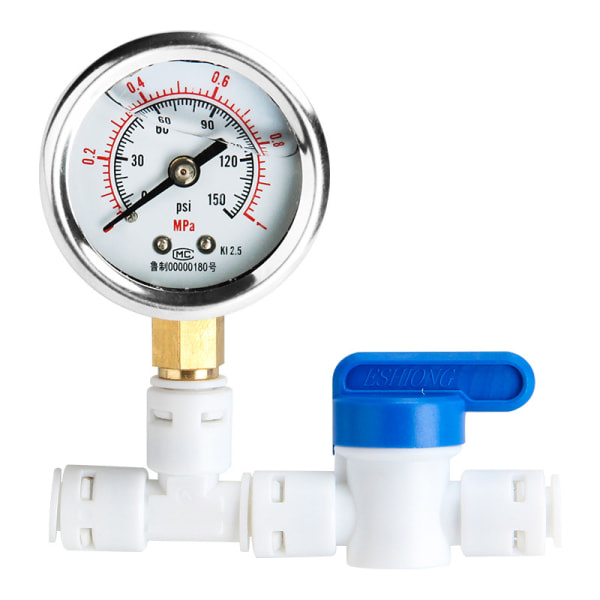 CDQ Vattentrycksmätare för omvänd osmosfilter med 1/4 slang
