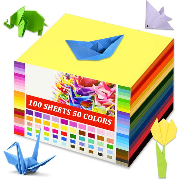 CDQ 100 ark 20*20 cm-50 farver enkelsidigt farvet origamipapir