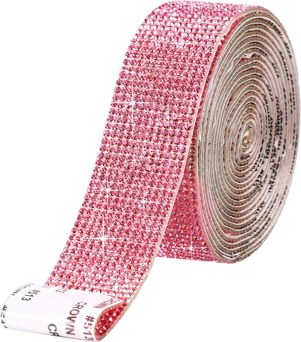 Krystall Selvklebende Bånd Diamant Bling Båndrull pink