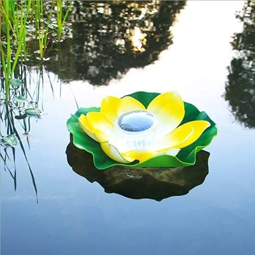 Solcellelamper til dam Rosa flydende solcellelamper til dam, flydende lotusblomst solcellelamper til pool Havedam Solcellelilje blomsterlamper Lotus Light (Yellow)