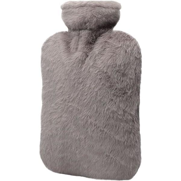 Kuum vesipullo kannella, 2L PVC-kuumavesipussi niskaan, hartiakipuun ja käsien lämmittämiseen, kuukautiskipuihin, kuumakompressiin ja kylmähoitoon (harmaa)