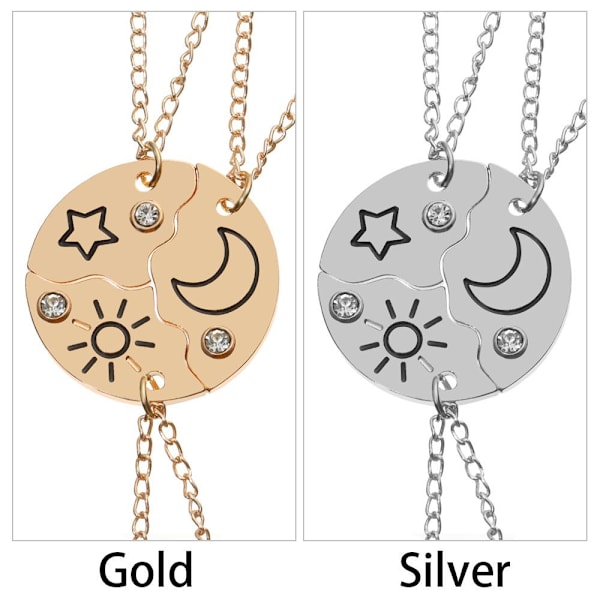 3 st Vänskapshalsband BFF-Hänge SILVER silver