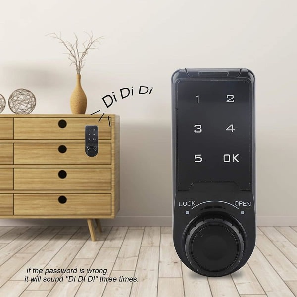 Kombinationslås, dörråtkomst Digitalt elektroniskt säkerhetsskåp Kodat skåp Touchknappsats Lösenord Nyckelåtkomstlås (1st, svart) zdq