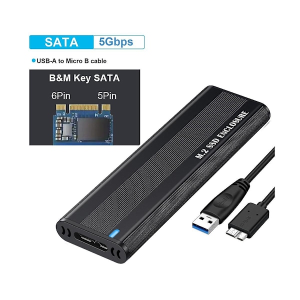 M2 SSD-kabinett NGFF 5 Gbps SATA-protokoll M.2 till USB 3.1 Gen1 SSD-adapter för NGFF SATA SSD-diskbox M.2