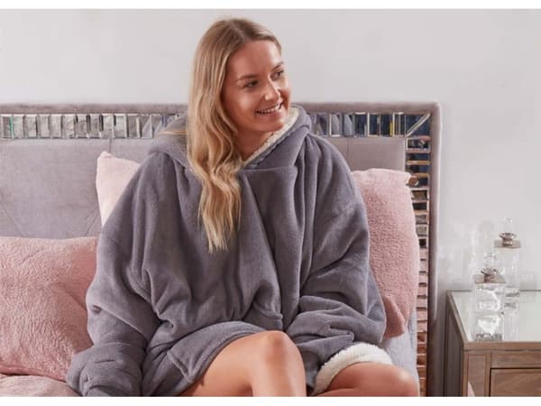Oversized hettegenser med hette - Filt_tfrf grå gray