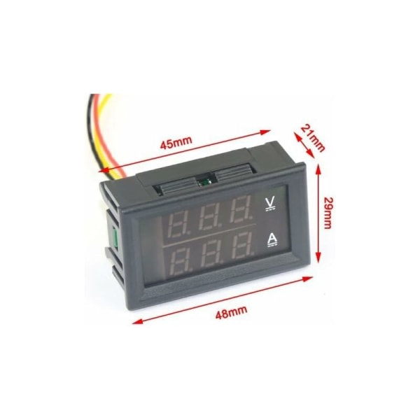 50A Dubbel Röd Shunt, DC Dubbel Display Digital Strömvoltmeter, Digital Mätare, Amperemeter 0 till 50A Spänning Amperemeter Volt-Ampere Bilpanel Monitor