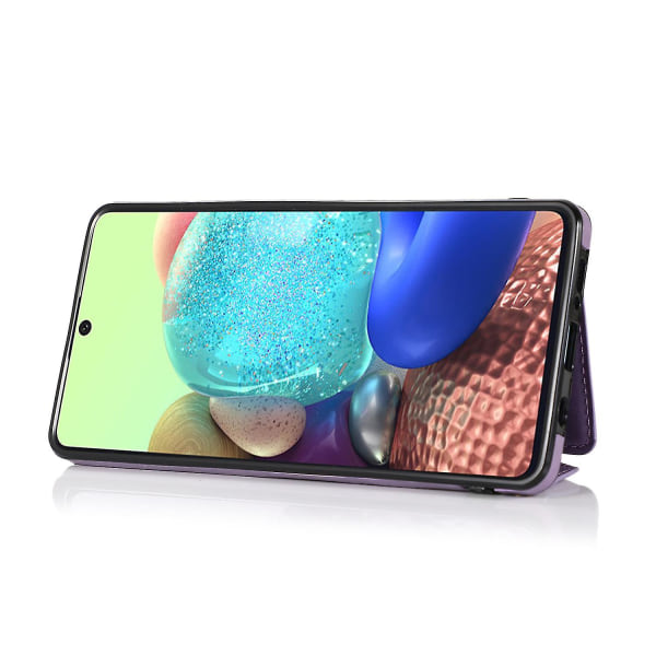 Samsung Galaxy A51 4g-deksel med kortholdere, stativ, rem for kvinner Crossbody-deksel Pu- cover lilla