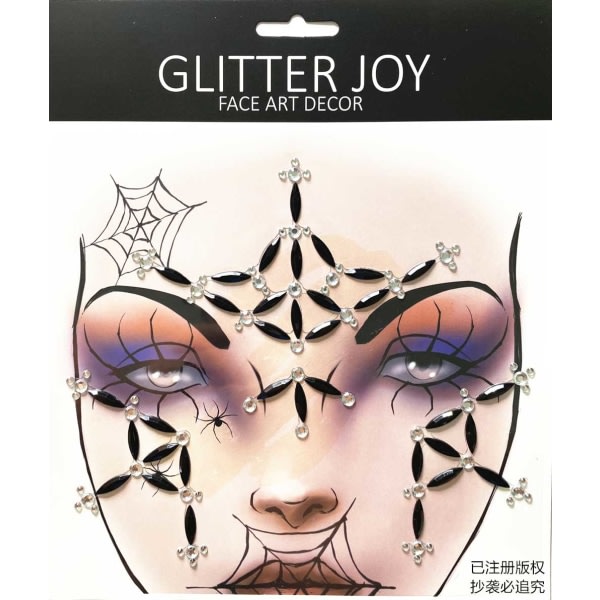 Halloween Party 1-delad Spider Web Makeup Face Smycken-klistremerke