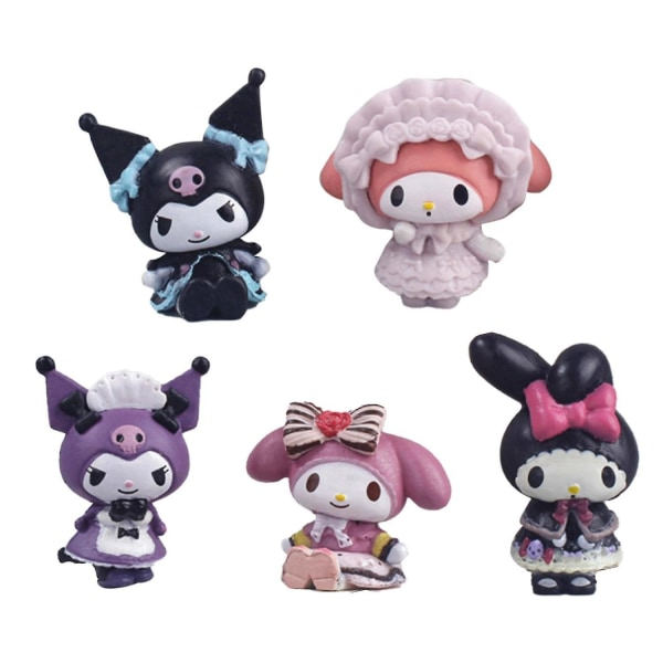 5 söta melodi Kuromi docka leksaksfigurer Sanrio docka dekoration prydnader leksak presenter