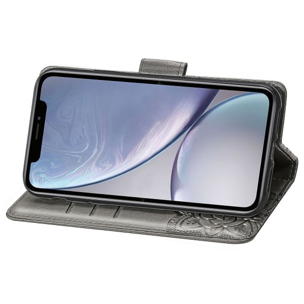 Kompatibel med Iphone Xr Case Flip Cover Emboss Butterfly Soft Tpu Shockproof Shell Slim - Grå null none