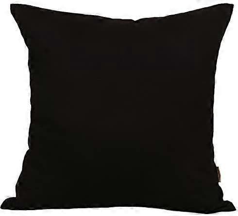 Handgjord Solid 100% Bomull Canvas Kuddfodral (x 18 \" av 2, Svart)_tfrf