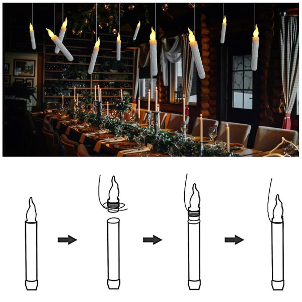 12 svävande ljus Hängande Harry Potter-lampor Flimmer Varmvit Led Standard Z Varm vit blinkande SQBB
