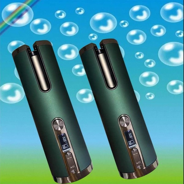 (Grön nyans) Trådløs automatisk hårrullare Sladdløs automatisk låsning med opladningsbart batteri Värmeisolerande Ch