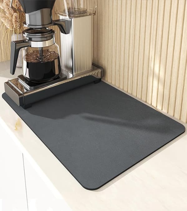 Kaffeabsorberende drypmåtte 40x50cm, sort - tamper måtte, til kaffemaskine, te tilbehør
