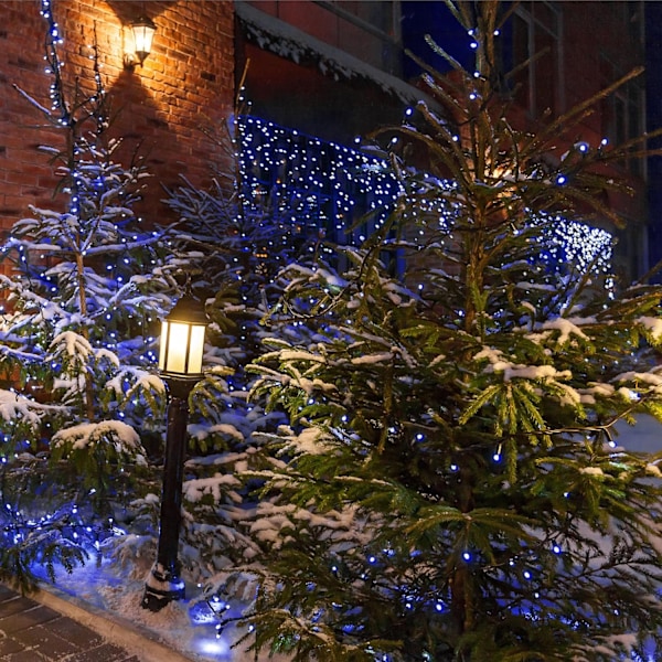 2 kpl aurinkokennovalosarjoja ulkokäyttöön, 200 LED-valoa, erikoispitkät 22 m aurinkokennovalot 8 valaistustilalla, vedenpitävä ulkovalaistuskoriste Ga:lle Blue