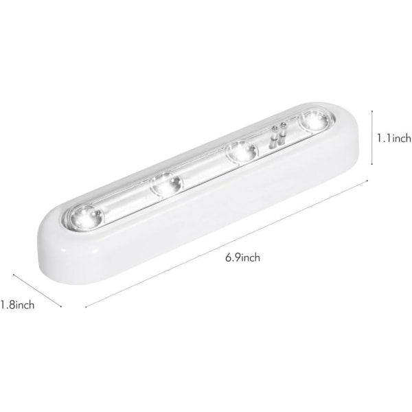 CDQ Set med 3 Touch-aktiverad Stick-on Super Bright 4-led batteri-0-perated Touch Tap Light