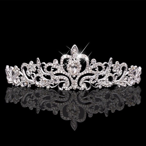 CDQ Silver Tiara Kronor Kristall Pannband Prinsessan Rhinestone Krona med kammar Brud Pannband Brud Bröllopsbal Födelsedagsfest Håraccessoarer Smycken