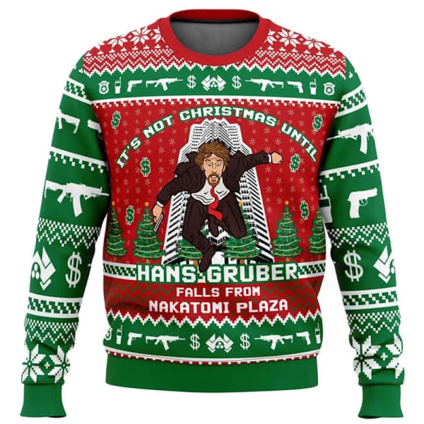 Hans Gruber Fall Nakatomi Plaza Die Hard Ugly Jultröja Present Jultomten Pullover Herr 3d 2XL