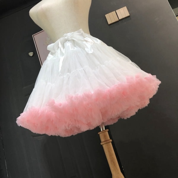 Kvinde Petticoat Lolita Tutu Nederdel Underskørt Kort Krinoline Co Hvid one size