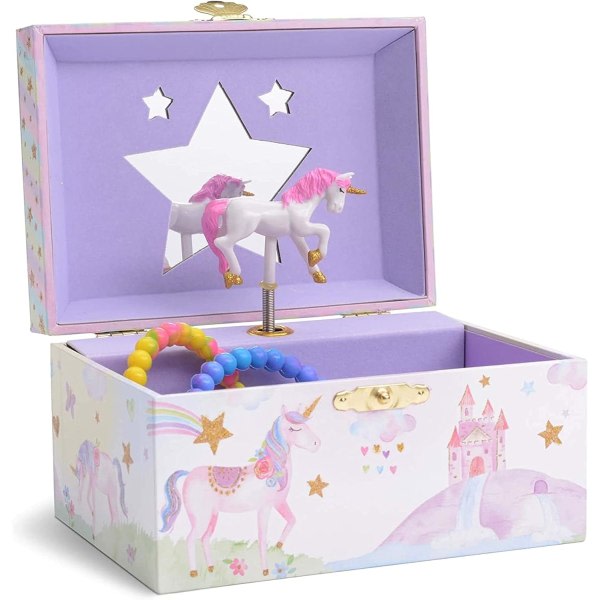 Unicorn Glitter Music Box for Girls（14,5*10,5*8,5cm） - Smyckesförvaring Melody The Beautiful Dreamer szq
