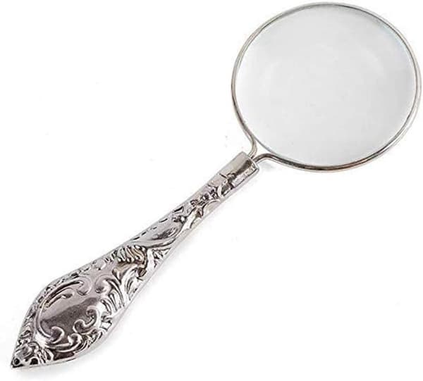 Förstoringsglas 4x 45mm Retro Legering Handhållet Lupp för Läsning Hobby Observation Vuxna Barn Silver silver