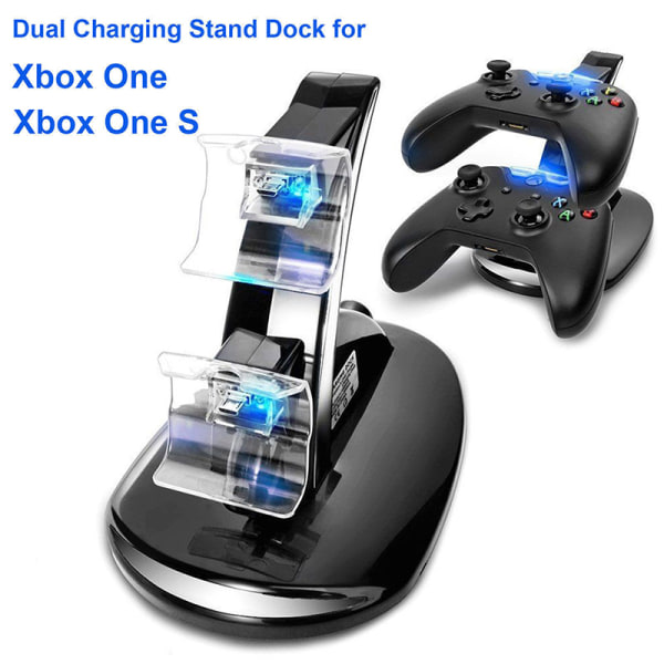 CDQ LED Dual Hurtigopladnings Dock Station Oplader til Xbox Controller