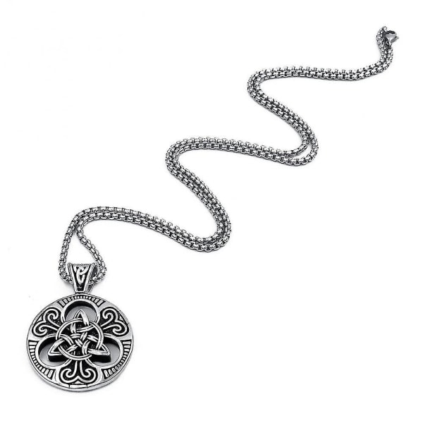 Ny Retro Nordic Viking Celtic Knot Symbol Häge Män S Halsband Amulett Smycken Present AL4132-Silver