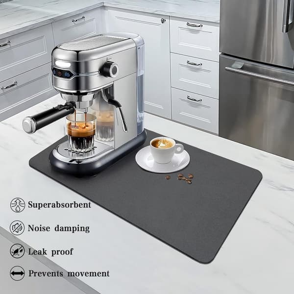 Kaffeabsorberende drypmåtte 40x50cm, sort - tamper måtte, til kaffemaskine, te tilbehør