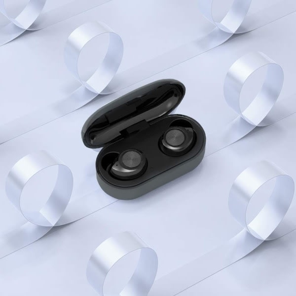 True Wireless Earbuds Bluetooth 5.0 med cover, Mini HD sort