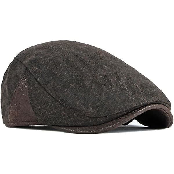 Platt keps herr basker keps höst vinter, toppad keps Cabbie Hunter hatt (Kaffee)