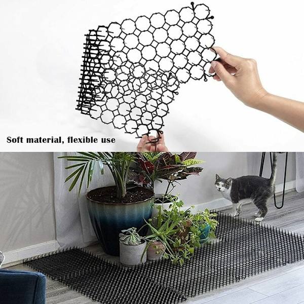 Set med 6 kattrepellenter med spikar, 48,5x13,5cm utomhus katt avskräckande mattor, kattspikar, spikad nät anti-kattmattor för trädgårdsstängsel