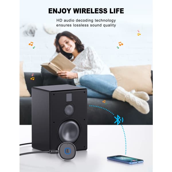 CDQ Bil Bluetooth AUX-adapter, Mini Bluetooth 5.0-mottaker
